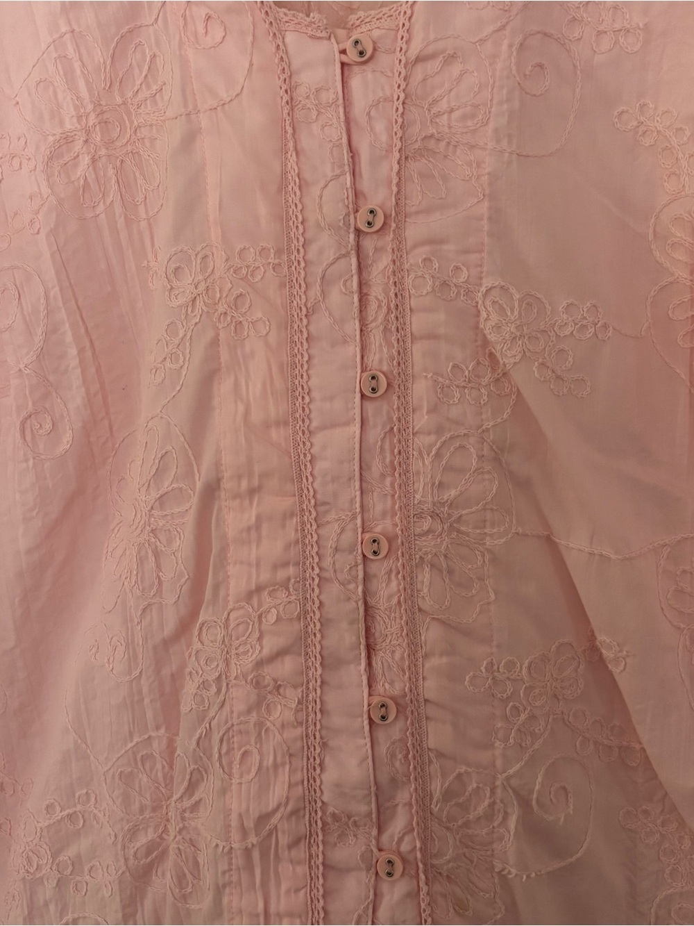 Christopher & Banks button front top  intricate floral embroidery XL pink - Picture 4 of 14